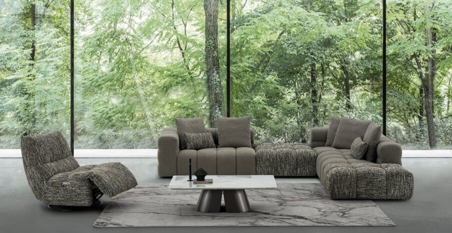 מערכת ישיבה דגם ALPS מבד ספה מבד תלת מושבי 300ס