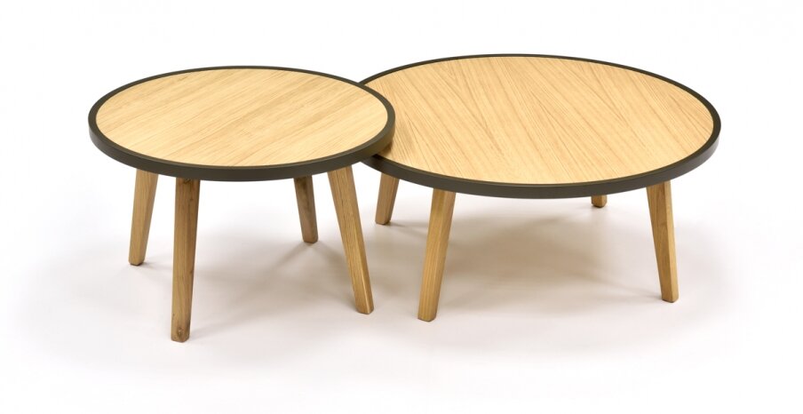 שולחן קפה דגם CROWN שולחן סלון מעץ בשילוב פורניר