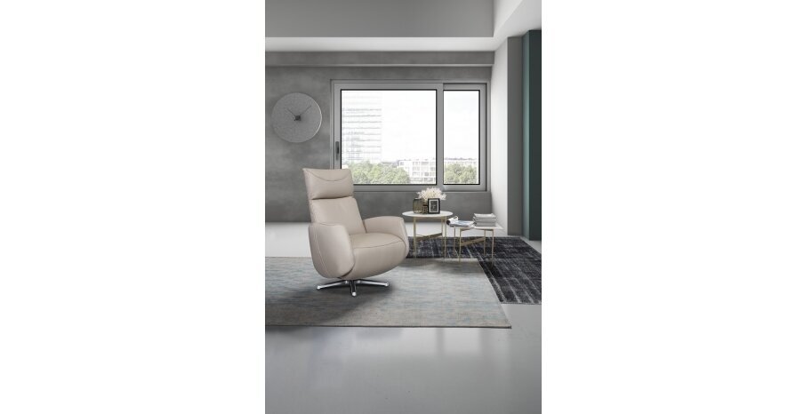 כורסאת טלוויזיה דגם LINCOLEN מעור/ בד כורסאת ריקליינר מעור + 2 מנועים חשמליים